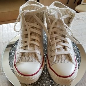 Converse CTAS White Sweater Material High Tops Womens Size 6